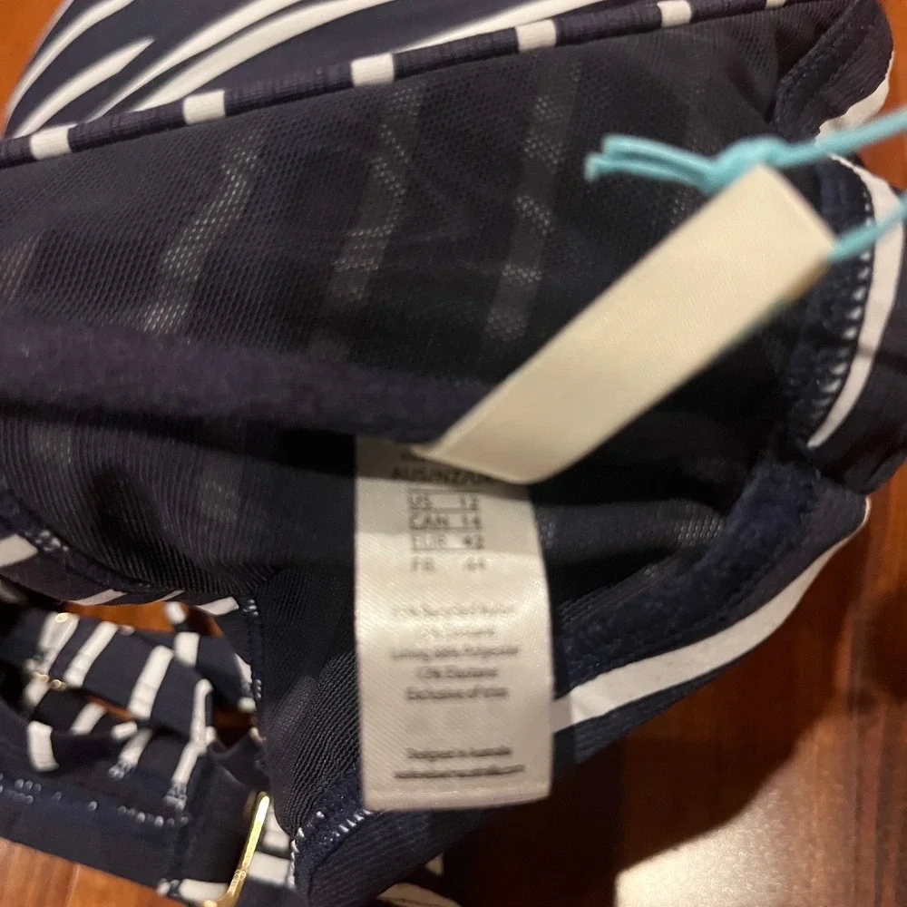 Sea Level‎ Swim Bikini Top Charmarel Blue Stripe Night Sky Underwire New US 12
